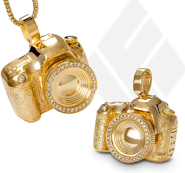 diamond camera pendant