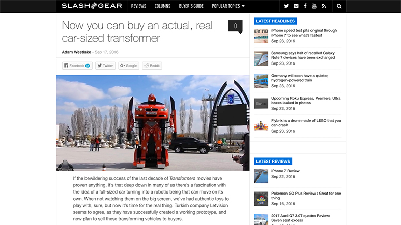 Artık Araba Boyutunda Gerçek Bir Transformer Satın Alabilirsiniz (Slash Gear)