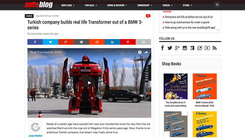 Türk Firması BMW 3 Serisinden Gerçek Bir Transformers Üretti (Autoblog)