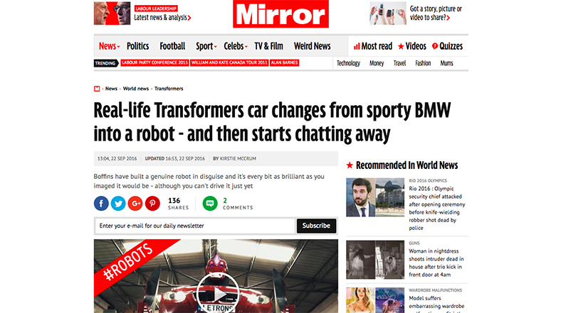Gerçek Bir Transformers Arabası Sportif BMW’den Robota Dönüşüyor (Mirror)