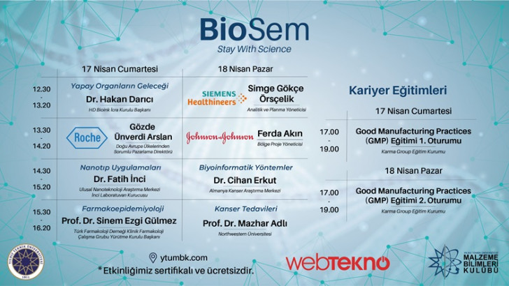 Biyomühendislik Alanında Ufuk Açıcı Oturumların Gerçekleştirileceği BioSem'21 Yarın Başlıyor