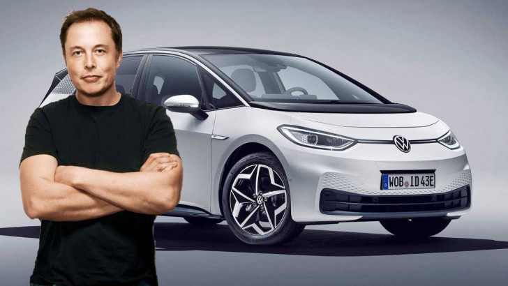 Elon Musk, Volkswagen'in İlk Elektrikli Otomobili ID.3 ile Test Sürüşüne Çıktı (Video)