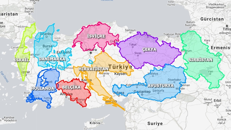 Türkiyenin Büyüklüğünü Diğer Ülkelerle Kıyasladık: Ortaya Şaşırtıcı Sonuçlar Çıktı (Yüz Ölçümü Olarak)