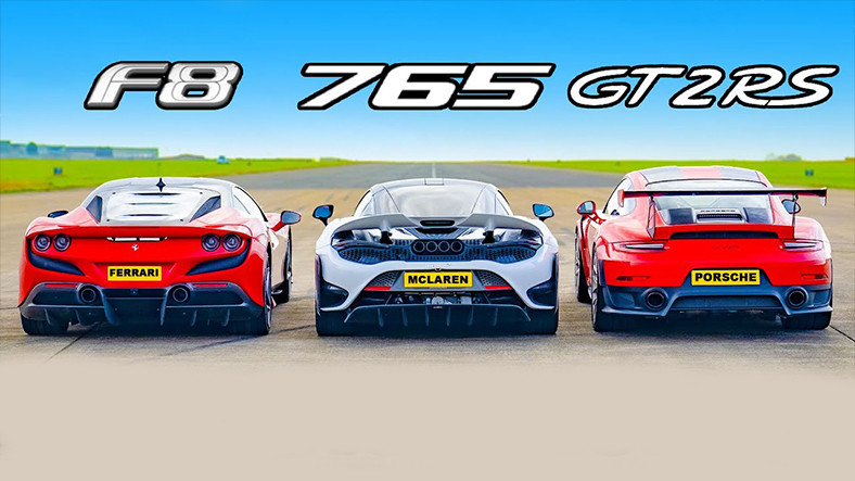 Devlerin Kapışması: Ferrari F8 Tributo, McLaren 765LT ve Porsche 911 GT2 RS, Drag Yarışında Tozu Dumana Kattı