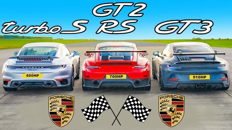 Üç Porsche 911 Modeli Drag Yarışında: Turbo S, GT2 RS ve GT3 Kıyasıya Rekabet Ediyor