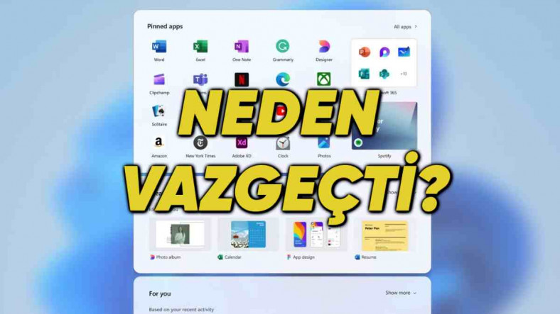 Böyle de Olabilirdi: Microsoft, Windows 11'in Başlat Menüsü İçin Reddedilen Tasarım Fikirlerini Paylaştı